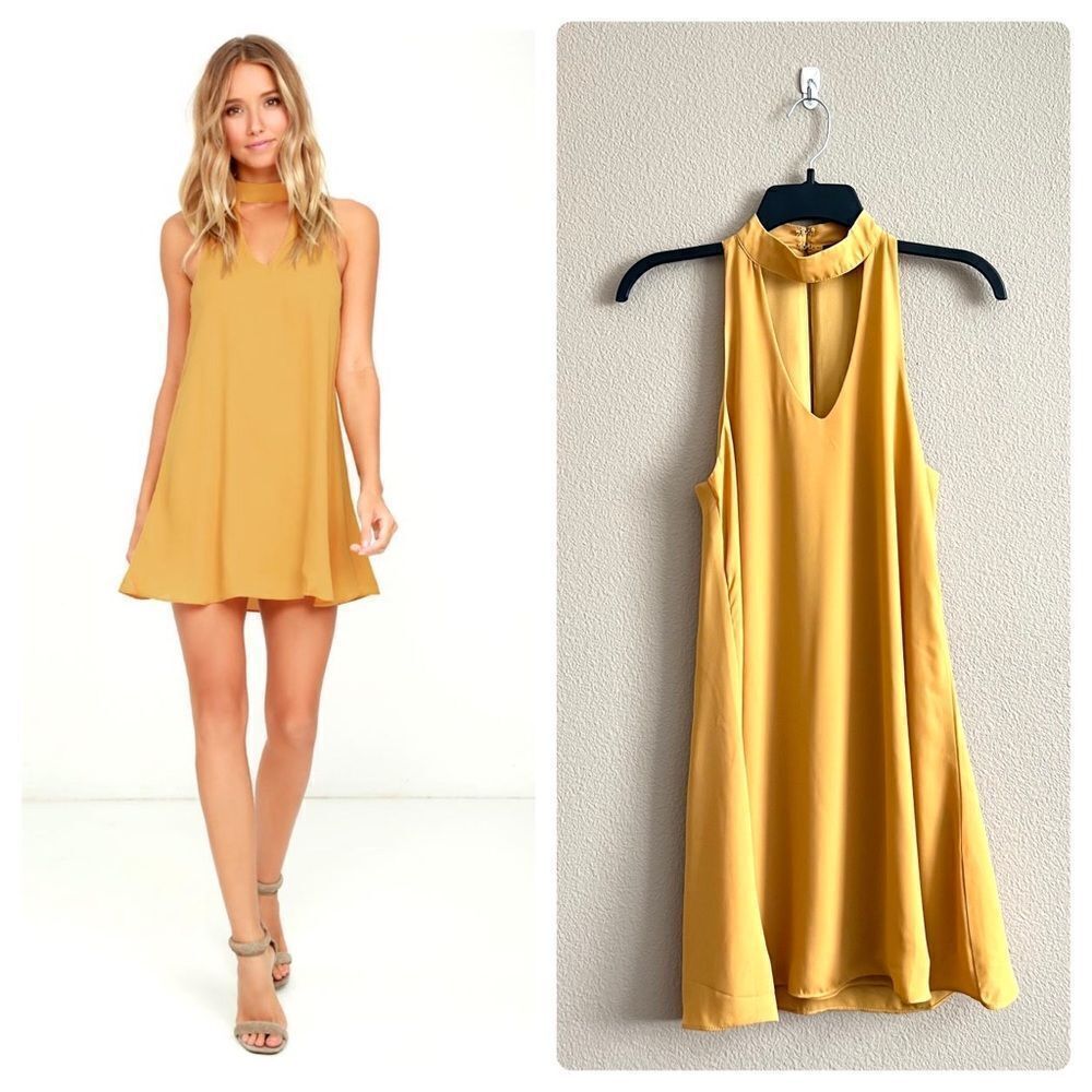 Lulu’s Golden Yellow Groove Thing Swing Dress - Picture 1 of 14